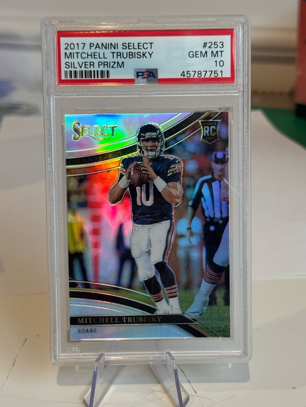 🏈 2017 Mitchell Trubisky Select Silver Prizm Rookie RC PSA 10 Chicago Bears 🔥